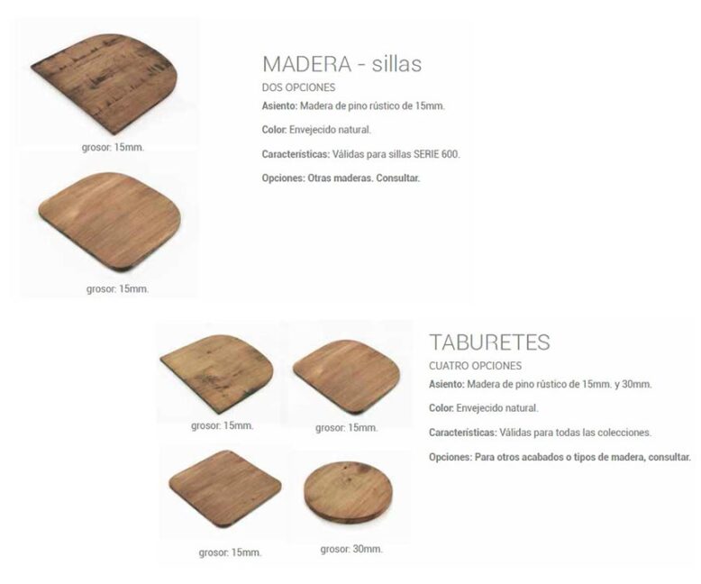 Asientos madera