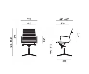 Sillón oficina 22-LDN ecopiel negra base plana