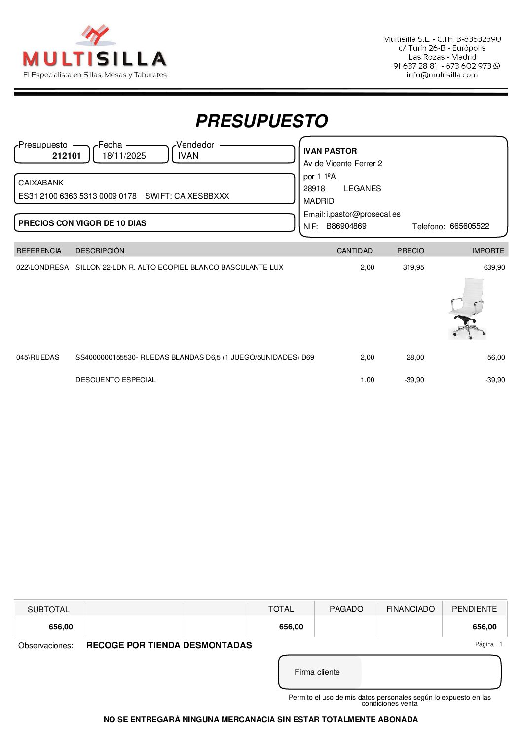 Link para pago señal presupuesto 212101