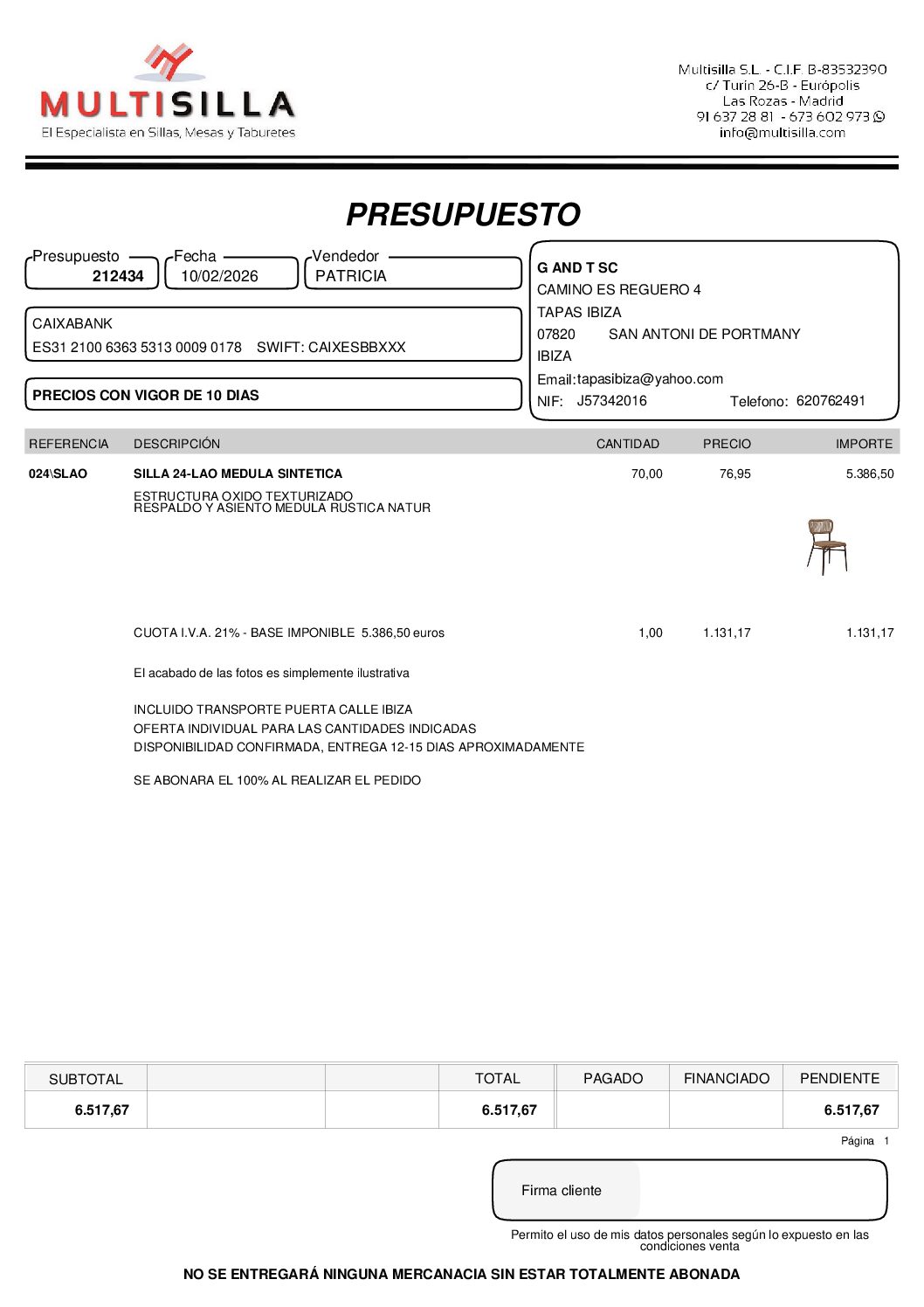 Link para pago parcial presupuesto 212434