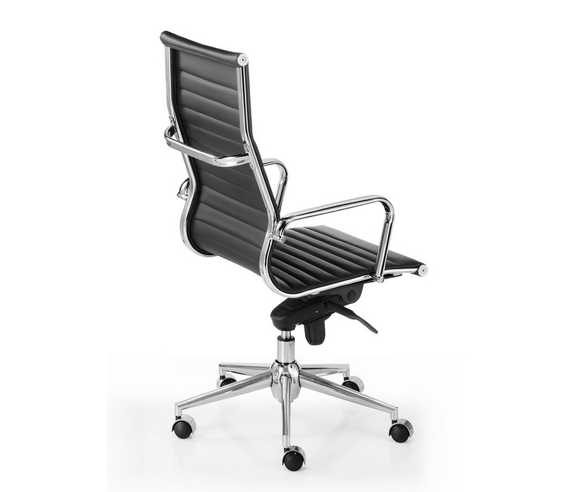 Conjunto. Una silla dirección y dos sillas confidente Mod. LONDRES.  Tapizadas en símil piel color negro o blanco.