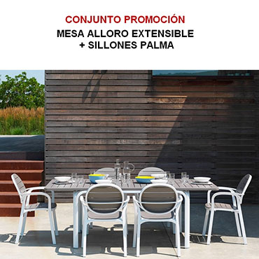 Mesa jardín Alloro y sillones Palma