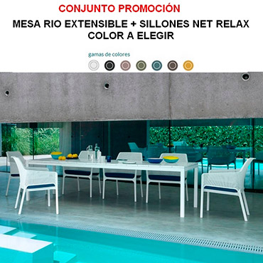 Mesa Rio y sillones de exterior Net relax