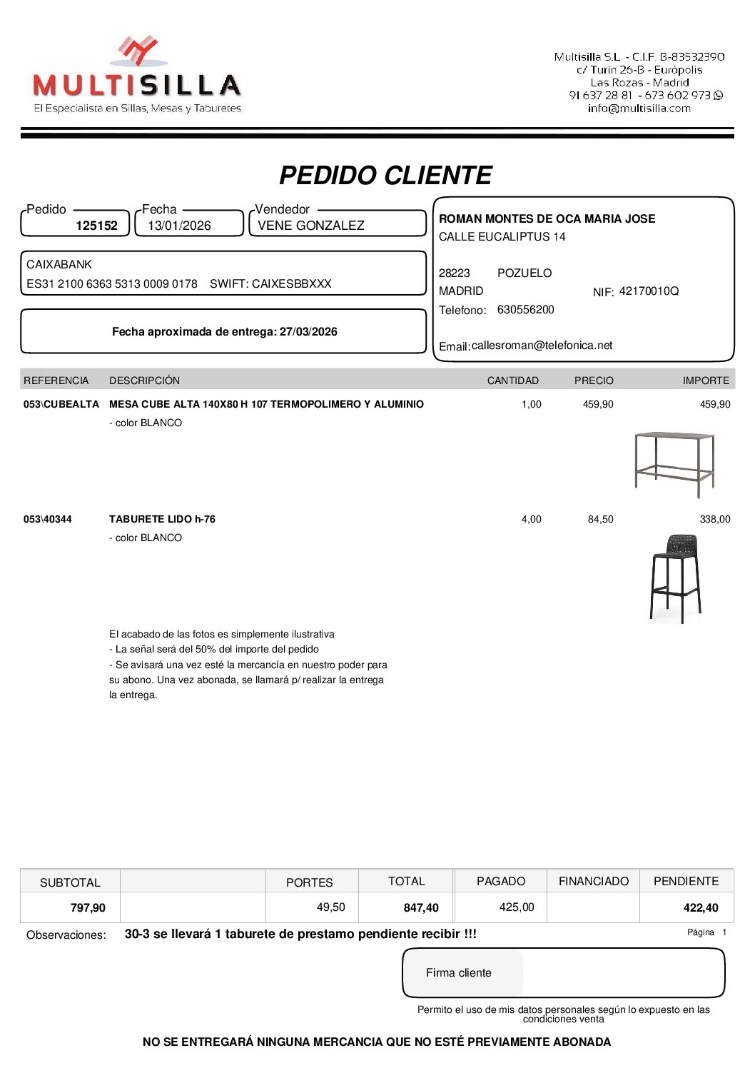 Link para pago resto pedido 125152