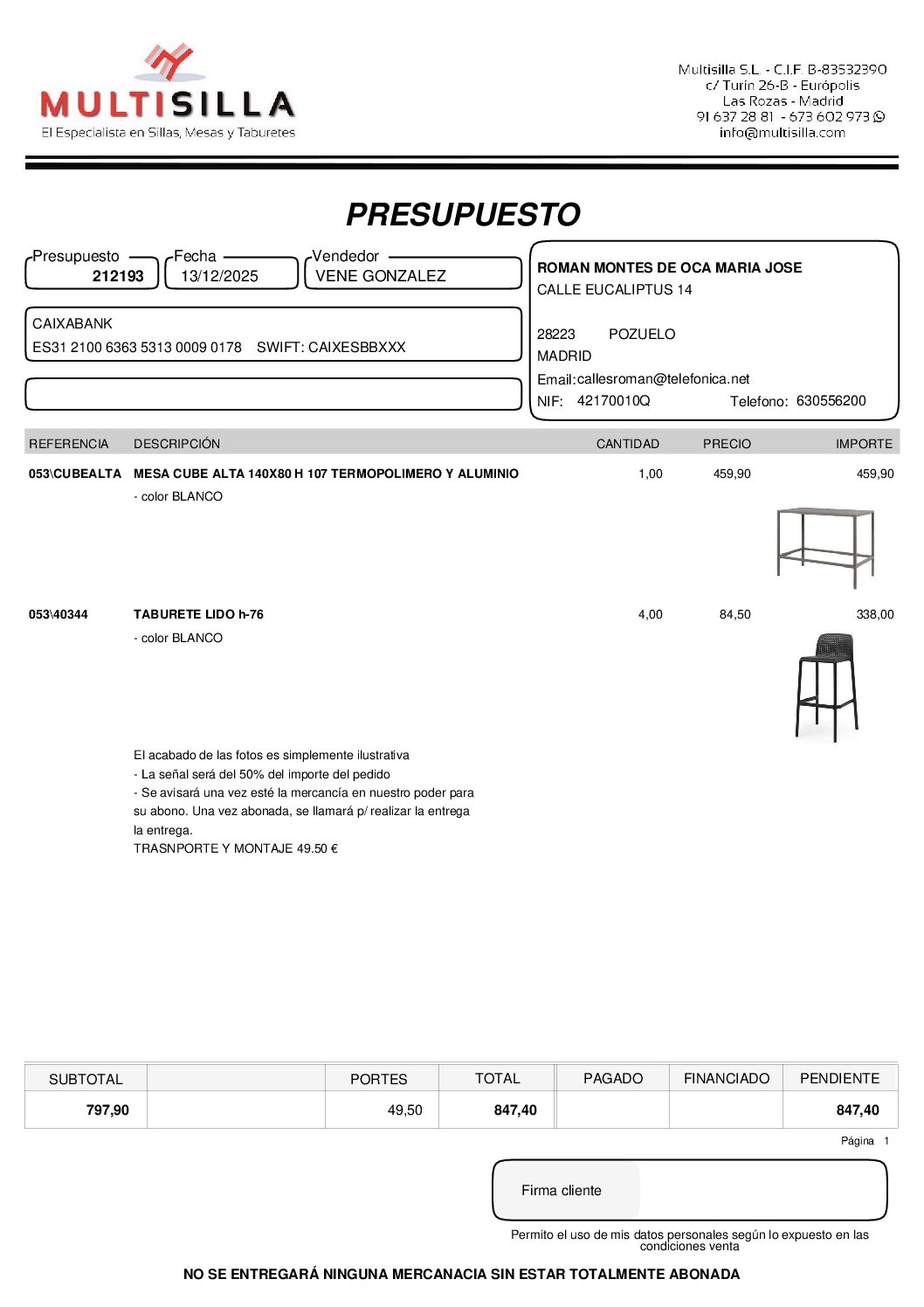 Link para pago señal presupuesto 212193
