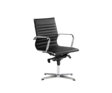 Sillón oficina 22-LDN ecopiel negra base plana