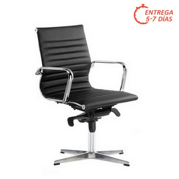 Sillón oficina 22-LDN ecopiel negra base plana