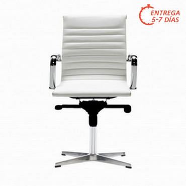 Sillón oficina 22-LDN ecopiel blanca base plana